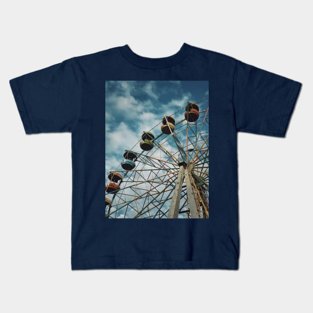 abandoned ferris wheel Kids T-Shirt by psychoshadow